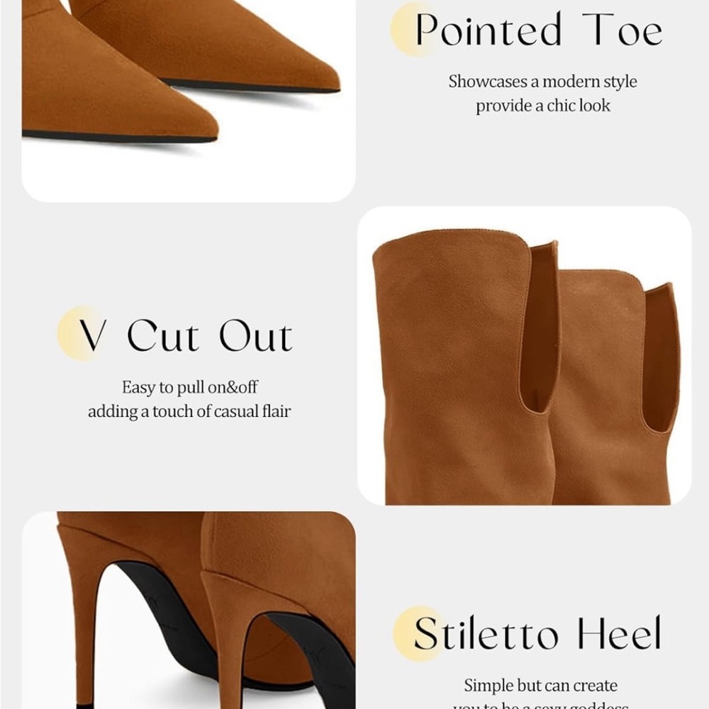 Elegant Brown Women's High Heel Boots - Picture 4 of 5